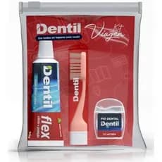 Kit Viagem Higiene Bucal Dentil Flex Com Flúor 30g + Escova Portátil + Fio Dental 25m