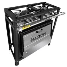 Fogão Industrial 2 Boca 30x30cm Forno 60L Tampa Vidro Temperado Alta Pressão Ferro Gás Profissional