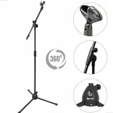 Pedestal Suporte Para Microfone Girafa Com Cachimbo Bertô Igreja Estudio Estante Gira 360º