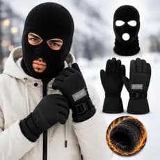 Kit Balaclava Luva Impermeável Peluciada Frio Motoqueiro Sport inverno Neve Térmica Motoboy Unissex