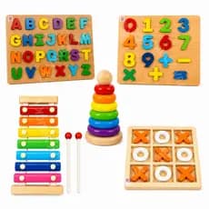 Brinquedos educativos Torre Xilofone Numérico Alfabeto Jogo da velha Infantil Escola Criança