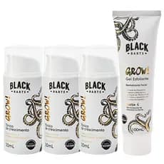 Produto Pra Nascer Crescimento de Barba e Preencher Falhas Barba Tônico Grow Black Barts Kit para 3 Meses