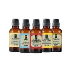 Kit 5 Essências Hidrossolúvel Frescas 30ml Nattuaromas