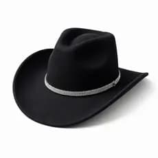 Chapéu Country Preto Feminino Com Strass Brilhante Festa Peão