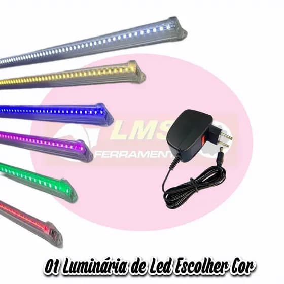 01 Barra Led 100cm  C/ Calha Transparente C/ Plug e Fonte