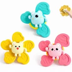 Brinquedo para Bebê  Spinner Infantil com Ventosa Chocalho Giratório Banho
