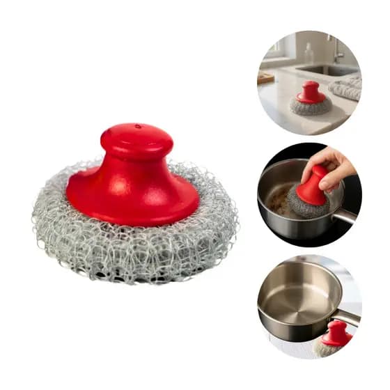Esponja de Aço com Cabo Brilho para Limpeza Pesada – Panelas e Grelhas