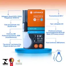 Lâmpada LED 9W Luz Fria LEDVANCE E27 | Até 90% de Economia | Longa Duração