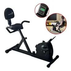 Bicicleta Ergométrica Horizontal Magnética Monitor 8 Tensões Preto