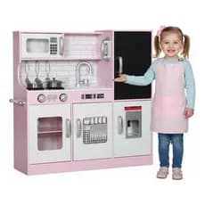 Cozinha Infantil Grande C/ Lava Louça E Geladeira Mdf Rosa