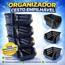Kit 5/10 Cesto Caixa Bin Empilhavel Expositor Organizador Estoque Loja Plastico ENVIO IMEDIATO