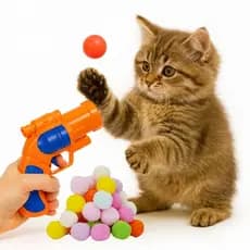 Lança Bolas Brinquedo Gato Lança Bolas Arma Lançador de Bolinha para Gato Pequeno