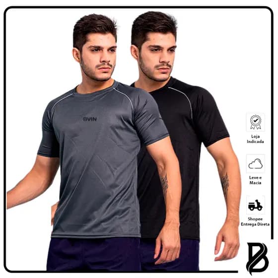 KIT 2 Camisa Academia Corrida Masculina Feminina Promoção Pronta Entrega dryfitness Tamanho Especial