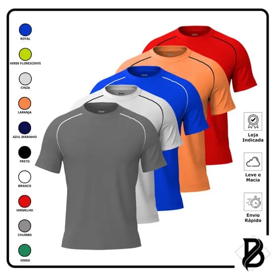 Kit 5 Camisetas Dry Fit Masculina Academia Fitness Plus Size | Confortável & Leve