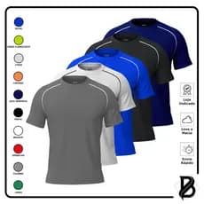 Kit 5 Camisetas DryFitnes Masculina  Casual Treino  Academia  Esportes  Exercícios  Corrida