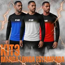Kit 3 Camisa Manga Longa UV Proteção Solar Dryfit Estampa Sublimada Leve