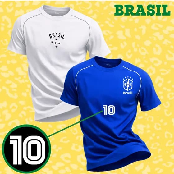 Kit 2 Camisetas Dry Fit Masculina Estampa Futebol Cores Variadas