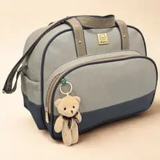 Bolsa Grande Bebe Maternidade Classic Enxoval Miellu Bolsas com Urso Chaveiro - 2 peças