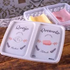 Pote Porta Frios Com 2 Divisórias 1,1 L Presunto Queijo Com Tampa