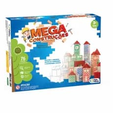 Jogo Educativo  Mega Construções Madeira 76 Pçs Montar Blocos de Madeira Pais & Filhos