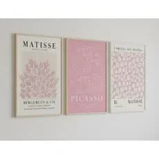 Quadros decorativos rosa abstrata Sage Matisse, impressão Picasso quarto sala  (3 peças)