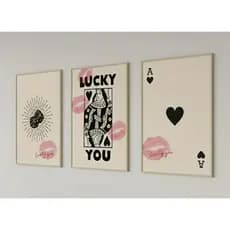 Quadro decorativo cartas Baralho Rainha de Copas decoração casa quarto sala interiores sala quarto 40x60