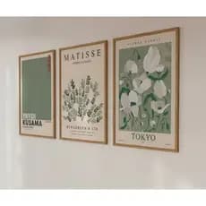 Quadro decorativo Modern Nordic Sage Green Flowe sala quarto interno da casa