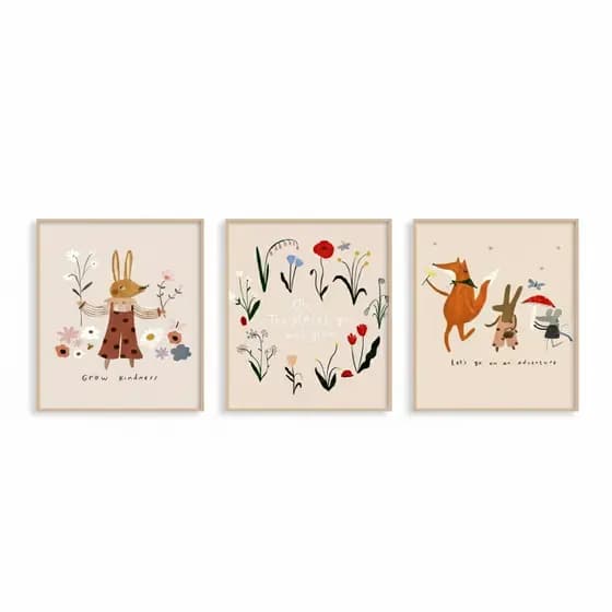 Quadros decorativos Infantis Animais (3 peças)