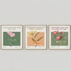 Quadros decorativos Taylor Swift Músicas flores (3 peças)
