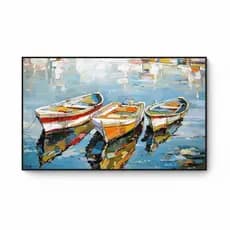 Quadro decorativo abstrato barcos coloridos 60x90 (1 peça)