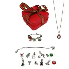 kit berloque natal bijuterias porta joias natalino enfeite gargantilha pulseiras presente pra natal