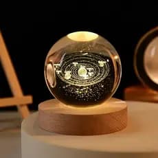 luminária galáxia bola de cristal usb sistema solar lua saturno espacial led branco quente decoração