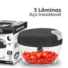 Processador de alimentos triturador 3 laminas 500ml alho legumes Original Em Aço Inox