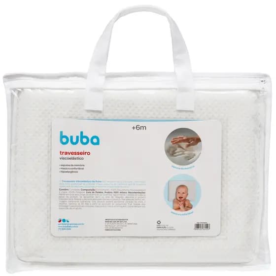 Travesseiro para Bebê Viscoelástico Buba com Capa Macio e Confortável