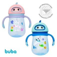 Copo Com Alça Buba Transição Para Bebe Criança Copo Treinamento 300ML Canudo de Silicone Válvula