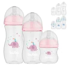 Kit 3 Mamadeiras Anticólica Buba Menino e Menina 120 ml 270 ml e 330 ml
