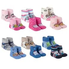 Kit 2 Pares Meia Infantil para Bebê 6 a 12 Meses Meias Bichinhos Frio Menina e Menino