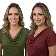 Kit 2 Blusas Feminina Gola Boba Manga Curta Gola Degagê