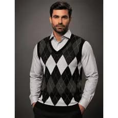 Colete Masculino Tricot Gola V Premium Casual Elegante Confortável Inverno Social Moda Masculina
