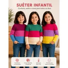 Blusa Cacharrel Infantil Feminina Gola Alta Quentinha Manga Longa Inverno 4 a 12 Anos