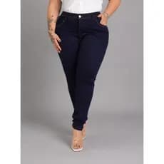 Calça Jeans Escura Skinny Plus Size Confortável Levanta Bumbum Elastano Caimento Perfeito