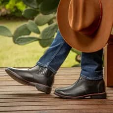 Botina Masculina Em Couro Legitimo Butina Country Fazenda Com Elastico Confortavel