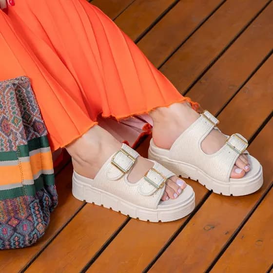 Sandalia Feminina Papete Flatform Rasteira Moda Praia