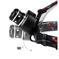 Lanterna de Cabeça C/ 3 LEDs Top de Linha Potente LED T6 Recarregável C/ Zoom Trilha Pedal Elétrico*