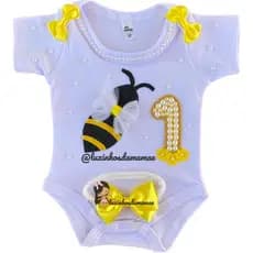 roupa tematica abelha abelhinha Body Mesversario bebê