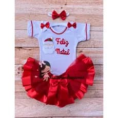 Roupa infantil natalina Body Tematico Bebê Natal