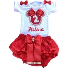 Body Bebê conjunto roupa Minie vermelha