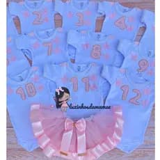 Roupa bebe kit mesversario jardim das borboletas 3D luxo