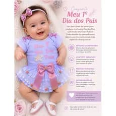 Roupa bebe menina dia dos pais luxo. homenagem dia dos pais.