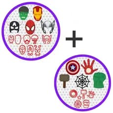 Kit Cortadores Vingadores Máscaras Itens Completo Pasta 5cm